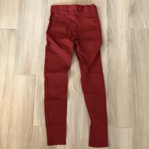 H&M Red High-Rise Stretch Skinnies